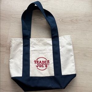 Trader Joe's Canvas mini Tote Bag in Natural and Navy